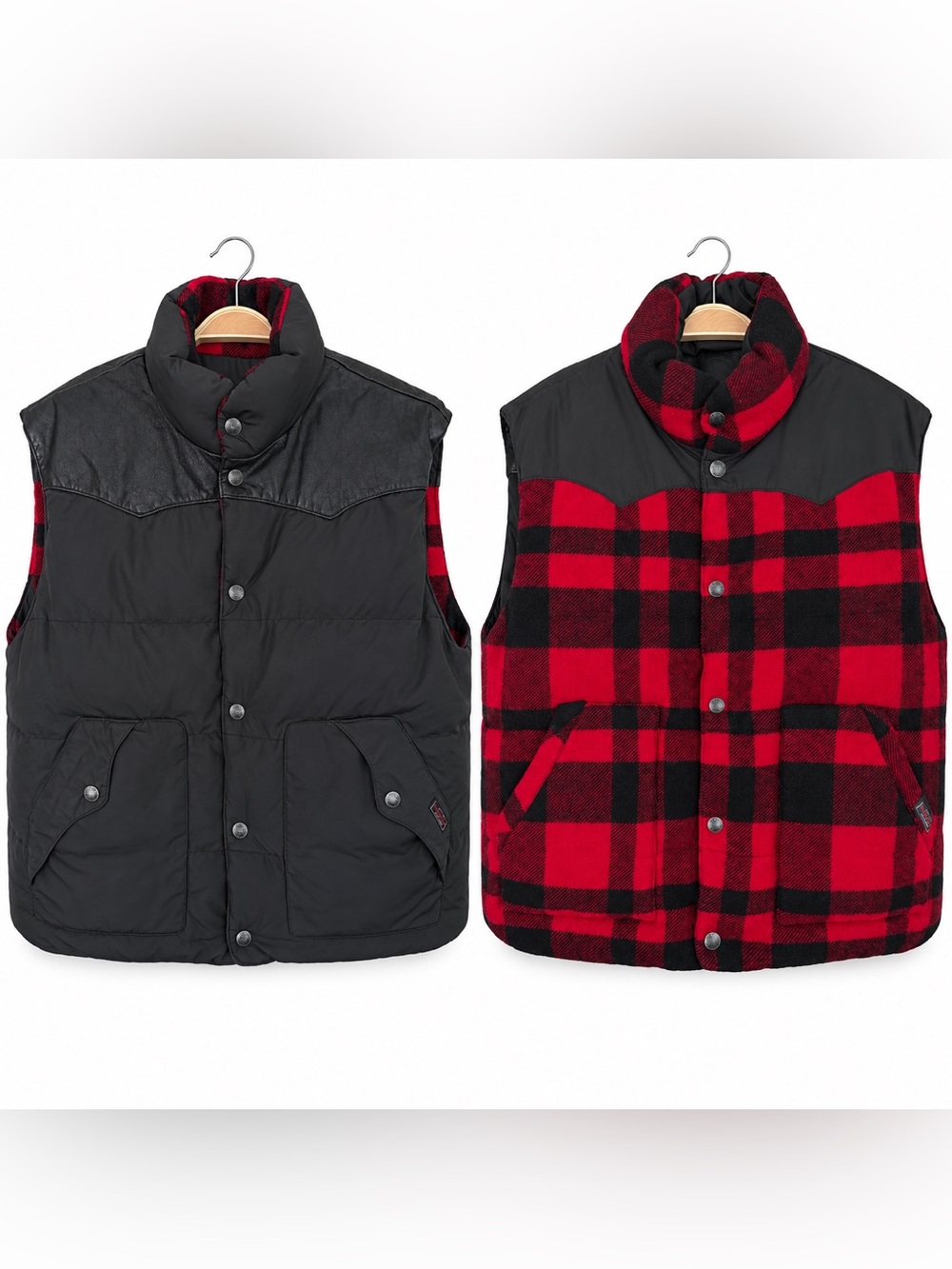Polo Ralph Lauren Reversible Down Vest XL Buffalo Plaid Lumberjack Rare